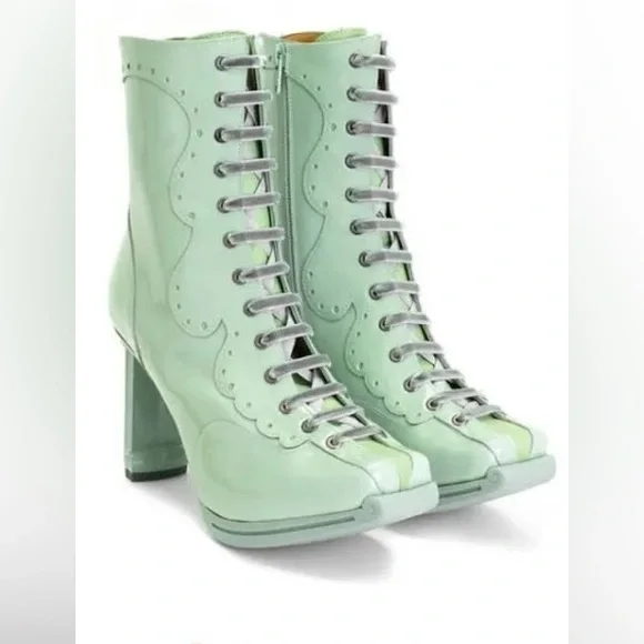 john fluevog mint green ankle boots John Fluevog Shoes Fluevog Frederika Patent Boot Mint Size